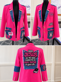 Keep Jesus Hot Pink Denim-Accent Blazer