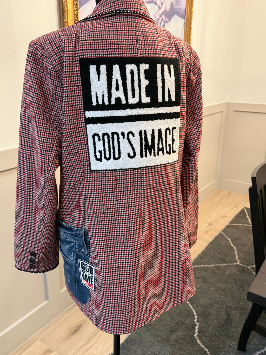 Made in God’s Image Embellished Plaid Blazer